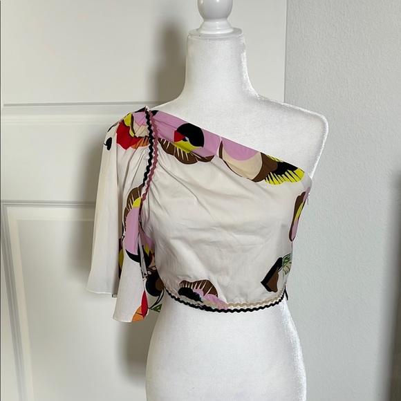 NWT Zara Floral One Shoulder Top Size Small - Picture 3 of 8